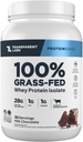 Transparent Labs Grass-Fed Whey Protein Isolate - Naturlig Flavored, Glutenfri Whey Protein pulver med 28 g protein per servering og 9 Aminosyrer - 30 Serveringer, Melk Sjokolade