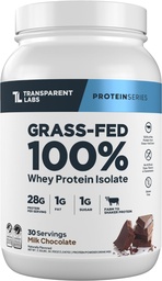 Transparent Labs Grass-Fed Whey Protein Isolate - Naturlig Flavored, Glutenfri Whey Protein pulver med 28 g protein per servering og 9 Aminosyrer - 30 Serveringer, Melk Sjokolade