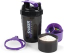 Shaker Bottle - Protein Shaker Cup med lagringssammenligninger - Leak-sikker Workout Skakeflasker med blander for jevn blanding-500ML/16oz (PURPLE & BLACK)