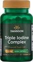 Swanson Triple Iodine Complex-Naturlig Supplement for Vital Thyroid Support-Promotes Metabolisk funksjon, økt produksjon av røde blodceller, og hjerte helse-(60 Veggie Kapsler, 12,5 mg Hver) 1 pakke