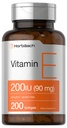 Horbäach Vitamin E Softgel Capsules 200 IE 90 mg Supplement | 200 greve | Ikke-GMO og Glutenfri formel