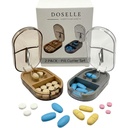 2PCS - Piller Splitter med minipilleboks - Piller til små eller store piller Professional - 4 Måte Piller Splitter 1/4 - Piller Splitter med senterenhet - Grå og brun