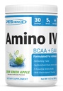 PEScience Amino IV BCAA & EAA pulver, essensielle aminosyrer, Taurin, elektrolyter for Hydrasjon og muskelgjenvinning, sukker gratis for menn og kvinner, post trening - Sour Green Apple - 30 serveringer