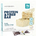 Wonderslim High Fiber Protein Bars, Fluffy Vanilla Crisp | 15g Protein, 6g Fiber | Lavt sukker, lav carb | sunn indulgence | Tilfredsstillende, støtter energi og on-the-Go-Convenience, 7 Pack