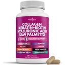 Ny Age Collage Piller Biotin Keratin Sag Palmetto Hyaluronsyre - Håret Hud og negler Vitaminer og DHT Blocker med vitamin E Folic Acid Pumpkin Seed MSM- 90 Count