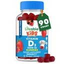 Livlig sukker gratis vitamin D for barn 1000 IU – Great Tasting Natural Flavor Gummy Supplement – Glutenfri vegetarisk Chewable – for sterke og sunne bein, for barn, tenåring, toddler, 90 Gummies