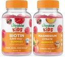 Livbar Biotin Kids + Magnesium Citrate Kids, Gummies Bundle - Great Tasting, Vitamin Supplement, Glutenfri, GMO Gratis, Chewable Gummy