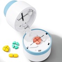 Pill Cutter - Pill Splitter med rustfritt stål Blade for å kutte små piller eller store piller i en fjerde, Pill Cutter 1/4, egnet for kutte vitaminer, tabletter (1-4 blå)
