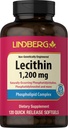 Lindberg Lecithin 1200mg Supplement for menn og kvinner | 120 Softgel Kapsler | Fosfolipid Kompleks | Ikke-GMO, Glutenfri
