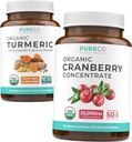 Turmerisk og tranebær konsentrat (4-måneders forsyning) Cranberry Curcumin Bundle av organisk gurkemeie curcumin med svart pepper og ginger (120 Caps) & organisk Cranberry Concentrate 50:1 Extract (120 Caps)