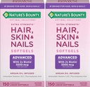 Naturens Bounty hår, hud og negler Rapid release Softgels, Argan-infisert vitamin Supplement med Biotin og hyaluronsyre, støtter hår, hud og negle helse for kvinner, 150 greve (Pack of 2)