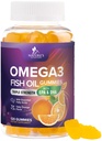 Omega 3 Fish Oil Gummies - 3X Styrke hjerte helse støtte - høy absorpsjon Omega 3 Fish Oil Gummy Supplement med DHA & EPA - felles og hjerne støtte for voksne - Tastig oransje flavor - 120 Gummies
