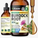 BIO KRAUTER Burdock Root Tinktur - Antioksidant støtte væske Supplement - Burdock Root Extract - alkohol og sukker gratis - Vegan Drops 4 Fl.Oz.