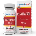 Superior Source Resveratrol 100 mg - Kosttilskudd for sunn aldring - Støtter hjerne og hjerte helse - Ikke-GMO & Glutenfri - 60 MicroLingual Instant-Dissolve Tabletter