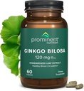 Prominent ernæring Ginkgo Biloba 120mg - Ginkgo Biloba Leaf Extract, Herbal kosttilskudd for å hjelpe støtte minne & fokus- Vegan, ikke-GMO, Glutenfri, Soja-fri, 60 dagers forsyning - 1 pakke