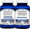 Dr. Morses Turmeric Curcumin 1950mg & Berberine 1500mg Bundle - Felles støtte, sunn metabolisme og immunforsterkning med BioPerine & Ceylon Cinnamon, FDA-Registrert, NSF-sertifisert 90 kapsler