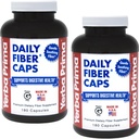 Yerba Prima Daily Fiber Formel - 180 caps (pakke med 2) - Oppløselig og uoppløselig Diett Fiber Supplement - Colon Cleanse - Gut Helse - Vegansk, ikke-GMO, Glutenfri
