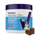 Vetnique Glandex daglig probiotika for hunder med prebiotika for å støtte gut helse med fiber og digestive enzymer, probiotiske Chews eller pulvere (60ct Chews, Bacon Chews)
