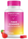 Pink Stork Prenatal Fiber Gummier for kvinner - 3g Prebiotic Inulin fra Chicory Root - Naturlig Graviditet & Postpartum Softeners for slimming og digestiv helse - 60 Vegansk Fiber Chews