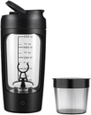 Elektrisk bærbar protein Shaker flaske for glatte blandinger | w/FREE PROTEIN POWDER CUP | Premium flaske laget av Tritan – BPA Gratis | 650 ml | Oppladbar | for GYM & Sports Entusiast. (svart)