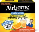 Airborne 750mg Vitamin C med sink Effervescent tabletter, immunstøtte Supplement med kraftige antioksidanter Vitaminer A C D3 & E - 27 Fizzy Drink Tabletter, Zesty Orange Flavor