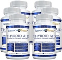 Forskning Bekreftet ® Thyroid Aid - Optimal Thyroid funksjon med jodin, kobber og sink - 260 mhg Selen - 100% ren - Vegansk Vennlig - 60 kapsler per flaske - 6 flasker
