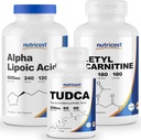 Nutricost Alpha Lipoic Acid 600mg, 240 Caps & Tudca 250mg, 60 Caps & Acetyl L-karnitin 500mg, 180 Caps