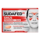 Suafed PE Sinus Pressure + smerte lindring tabletter, maksimal styrke, ikke-Drowsy, OTC Sinus Relief Medisin med Acetaminophen Smerte Relief & Phenylefrin HCl Nasal Decongestant, 24 ct