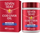 Seven Seas Cod Liver Oil høy styrke med Omega 3 pluss vitaminer D & E 120 kapsler