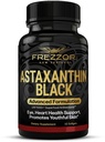 FREZZOR Astaxanthin Svart 12mg | Anti-Aging Beauty Supplement Antioksidant | Øvelsesgjenvinning for hud, øye, Nerve, Muskel | Cardiovaskulær og immun støtte | 60 Softgels