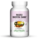 Maxi Helse Biotin 5000 mikrog – Håret og neglene vitaminer for kvinner og menn – høy potens vitamin B7 Supplement for hårvekst, sterke negler og sunn hud – Kosher, doktor formulert – 120 kapsler