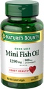 Naturens Bounty Mini Fish Oil Softgels, Burpless Fish Oil Omega 3 Kosttilskudd, støtter hjerte helse, 90 Softgels (pakke med 1)