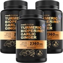 4-i-1 gurkemeie og hvitløkstilskudd med BioPerine – 2360mg gurkemeie Ginger Root Kapsler med hvitløk – høy potens Herbal Blanding (120 ct, pakke med 3)