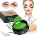Grønn te matcha firming øyemaske, 30 par kollagen lapper for fine linjer, krybber, under øyeposer og puffy øyne behandling, ansikt gel pads som redusere tegn på aldring