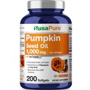 NusaPure Pumpkin Seed Oil 1000 mg 200 Softgel kapsler (ikke-GMO, soyafritt) naturlig forekommende Phytosteroler