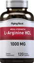 Piping Rock L-Arginine HCl 1000mg | 120 kapell | Supplement for menn og kvinner | Mega styrke | vegetarisk, ikke-GMO, Glutenfri