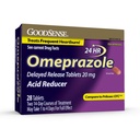 GoodSense Omeprazol Forsinket frigjøringstabletter 20 mg, syrereduser, behandler hyppig halsbrann, 28 teller