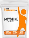 BulkSupplements.com L-cystin pulver - L-cystin 500mg, L-cystin Supplement, Aminosyre Supplement - for immunstøtte, Glutenfri, 500mg per servering, 250g (8,8 oz) (Pack of 1)