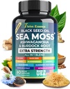 Sjø Moss Ekstrakt, Svart Seed Oil, Ashwagandha, Turmeric & Mer – 10-i-1 Herbal Supplement med Black Pepper & Elderberry – 60 Kapsler