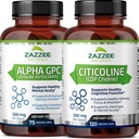 Zazzee Citicoline CDP Choline kapsler og Alpha GPC Choline Kapsler