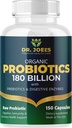 Organiske probiotika 180 milliarder CFU - 40 Strains Vegan Probiotika + Prebiotika + Digestive Enzymer - Gut & Immune Health - 100% ren, maksimal potens og holdbarhet stabil - laget i USA