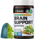 BIO KRAUTER Brain Support Gummies - 60 Vegan Chews - Naturlig Brain Supplement - Ashwagandha, Ginkgo Biloba, Bacopa, DMAE og vitaminer for kognitiv støtte