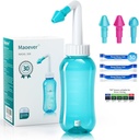 Neti Pot Sinus rengjøring flaske nese vaske renere trykk rengjøring Nasal irrigasjon for voksen og barn BPA gratis 300 ML med 30 Nasal vask salt pakker og klistremerke termometer