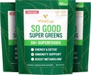 VitaCup Super Greens Powder Smoothie & Juice Mix w/ 50+ Premium Superfoods, Digestive Helse, Bloating Relief, Detox, Gut Helse w/Probiotika, Antioksidanter, Berry Lemon, 30 Servings Hver, 3 poser