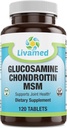 Glukosamine Chondroitin MSM Complete Complex - Felles støttetilskudd for kne, Tilbake, HIPS & Inflammasjon - Mobility Helse Supplement for smerte, smerte, sorg og betændelse - 120 tabletter