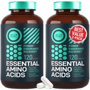 WILD FUEL essensielle aminosyrer Supplement for kvinner og menn - Alle 9 BCAA Aminosyre kompleks for kraft og gjenoppretting - EAA Lysin, Tryptophan, Isoleucin - 2 Pack 240 Vegan BCAA Kapsler