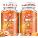 Curcumin Turmeric Gummies – Extra styrke 2000mg 8:1 Ekstrakt Turmeric kosttilskudd Gummies med svart pepper & Ginger – Vegansk ikke-GMO felles støtte Chewables – Peach Flavor - Pakke med 2