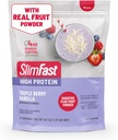 SlimFast høy protein smoothie blanding Plus fruktpulver, høy proteinmåltid erstatning pulver, fiber, vitamin C, 21 serveringer, 1,29 pund, trippel Berry vanilla (pakke May Vary)