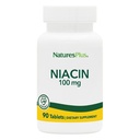 Natures Plus Niacin - 100 mg, 90 Vegetariske tabletter - høy potens Vitamin B3 Supplement - Glutenfri - 90 Services