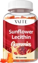 Solflower Lecithin Gummies 800mg - Vegansk, ikke-GMO, soya-fri og glutenfri - støtter daglig ernæring, enkel-til-dyktige Chews for voksne, Lacation Supplement, naturlig velvære støtte - 60 Vegansk Gummy